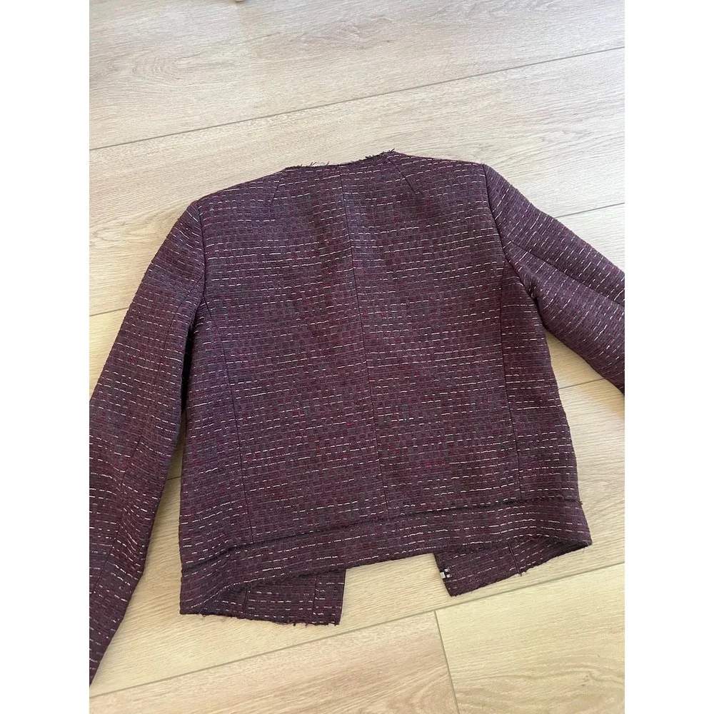 Massimo Dutti Dark Red Textured Blazer - Picture 7 of 7